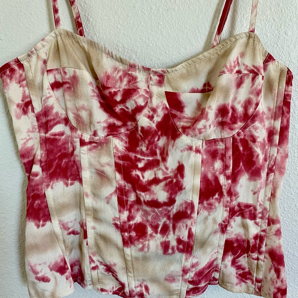 PrettyLittleThing Fuchsia and Cream Tie-Dye Camisole - Picture 2 of 9